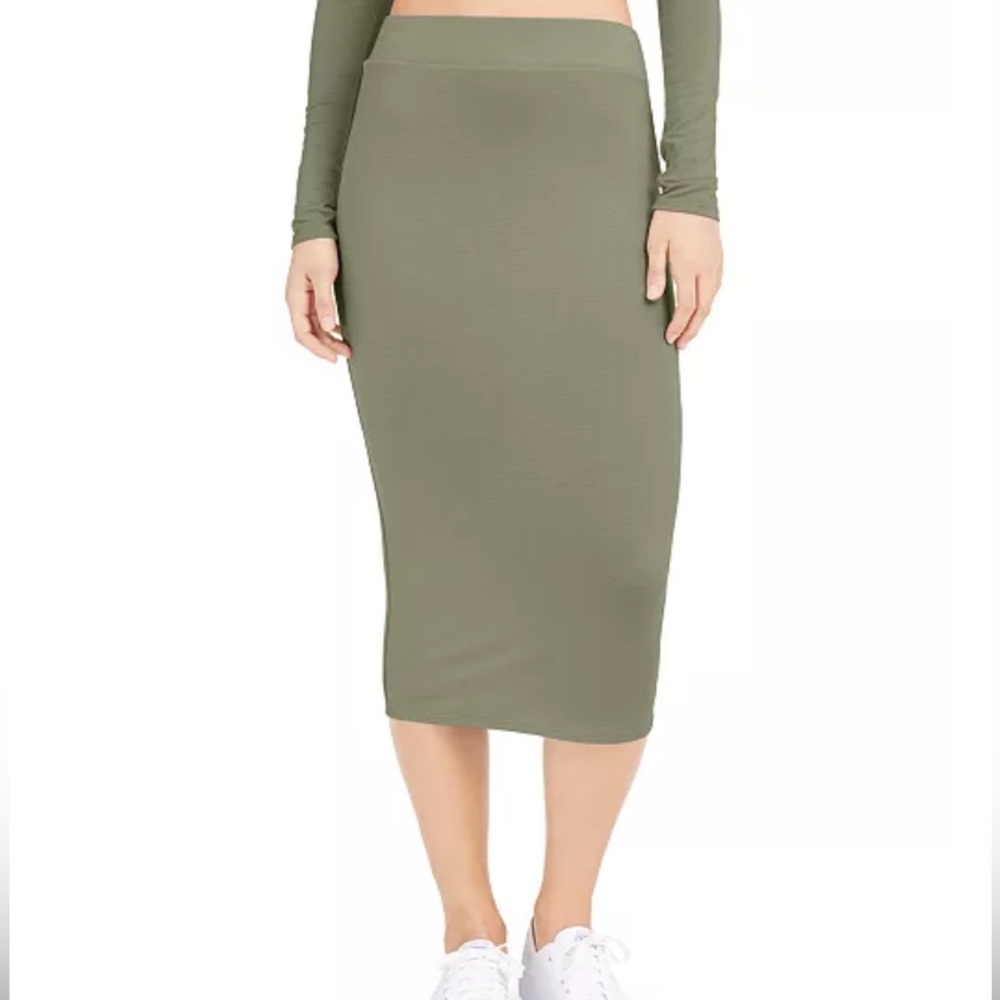 Bar III Bodycon Midi Skirt Olive Green Size M